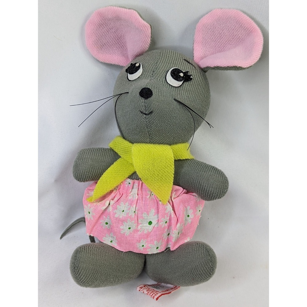 Fun Farm Gray Mouse Plush 8 Inch 1979 Stuffed Animal Toy